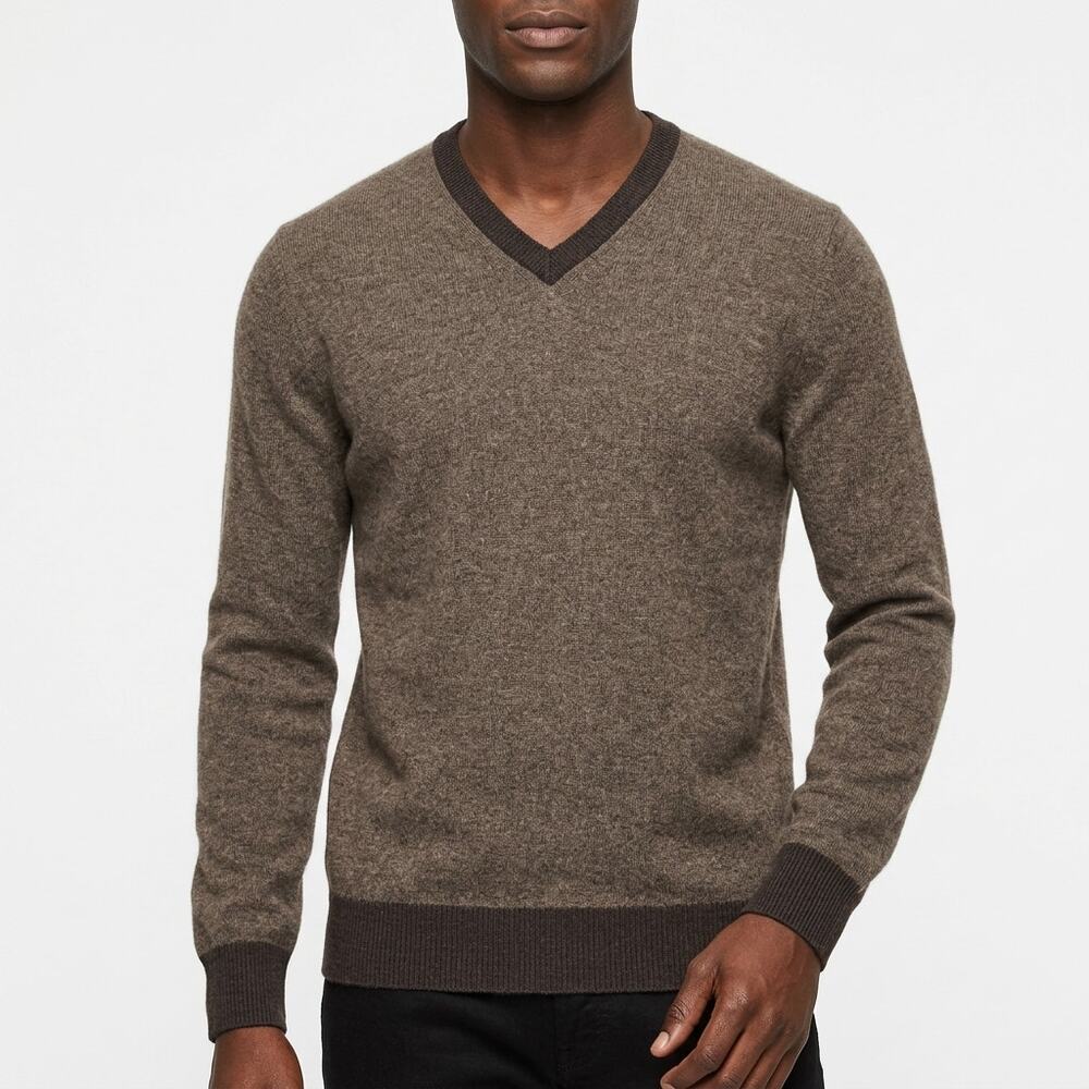 Luciano Barbera Cashmere Blend Made in Italy Brown Pullover Sweater Men Size 52